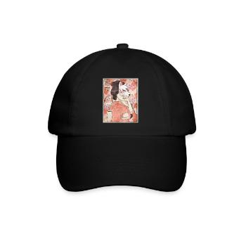 Geisha Kitsune Mask Japanese Gift - Baseball Cap - black/black - Front