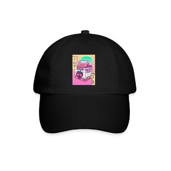 Kawaii Strawberry Milk Vaporwave Ästhetisches Gesc - Baseballkappe - Schwarz/Schwarz - Vorne