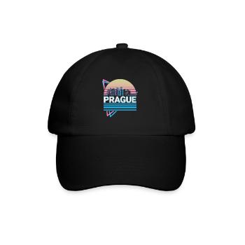 Praque City Skyline Stadtbild Retro - Baseballkappe - Schwarz/Schwarz - Vorne