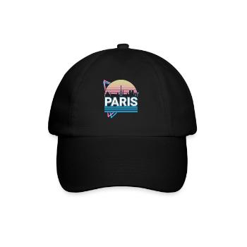 Paris Stadt Skyline Stadtbild Retro - Baseballkappe - Schwarz/Schwarz - Vorne