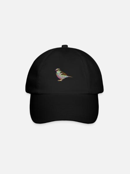 Bunter Hausspatz Haussperling Splash Vogel Spatz - Baseballkappe - Schwarz/Schwarz