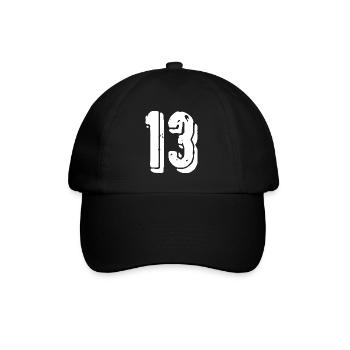 13 Zahl Trikot - Baseballkappe - Schwarz/Schwarz - Vorne