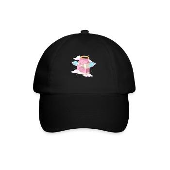 Angelcore Aesthetic Kawaii Erdbeer-Milch-Engel - Baseballkappe - Schwarz/Schwarz - Vorne