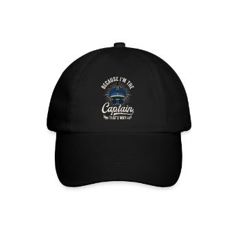 Weil ich der Kapitän bin Pilot Flugkapitän Flieger - Baseballkappe - Schwarz/Schwarz - Vorne