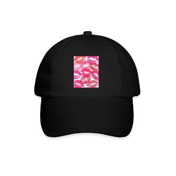 Coquette Esthétique Pink Kisses Valentines Day Lèvres - Casquette classique - noir/noir - Devant