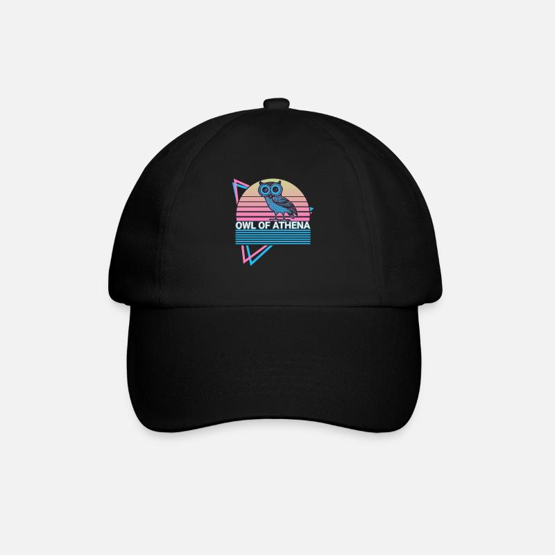 Eule der Athene Retro - Baseballkappe - Schwarz/Schwarz