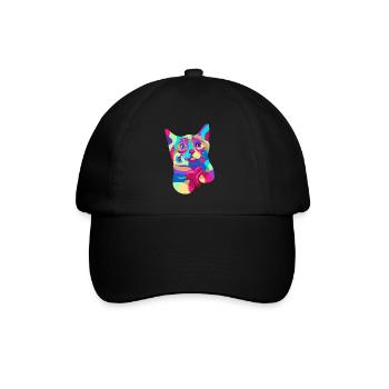 Katze Herz Aquarell Kunst - Baseballkappe - Schwarz/Schwarz - Vorne