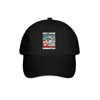Schnauzer Hund Kaffee Sonnenbrille - Baseballkappe - Schwarz/Schwarz - Vorne