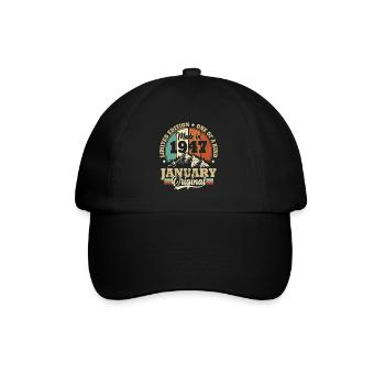 Cadeau D'anniversaire Janvier 1947 Vintage Rétro - Casquette classique - noir/noir - Devant