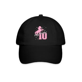10. Geburtstag Reiten Pferd Reitstall - Baseballkappe - Schwarz/Schwarz - Vorne