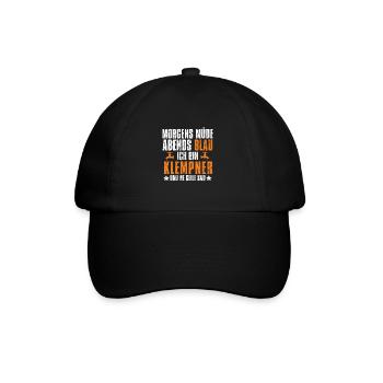 Klempner Installateur Morgens Müde Abends Blau - Baseballkappe - Schwarz/Schwarz - Vorne