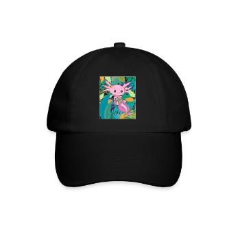 Coconut Girl Aesthetic Kawaii Axolotl - Baseballkappe - Schwarz/Schwarz - Vorne