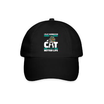 Badminton badminton cat - Baseball Cap - black/black - Front