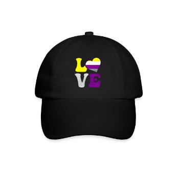 Nicht-binäre Stolz Flagge LIEBE Herz LGBTQ - Baseballkappe - Schwarz/Schwarz - Vorne