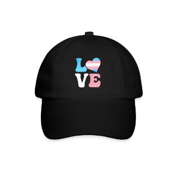 Transgender Stolz Trans Flagge LIEBE Herz LGBTQ - Baseballkappe - Schwarz/Schwarz - Vorne