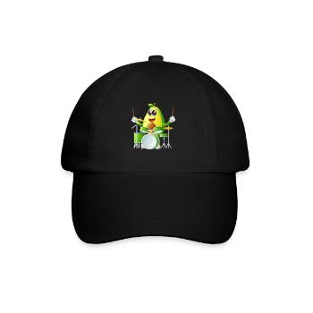 Schlagzeug Drummer Schlagzeuger Avocado - Baseballkappe - Schwarz/Schwarz - Vorne