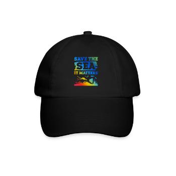 save the ocean spruch - Baseballkappe - Schwarz/Schwarz - Vorne