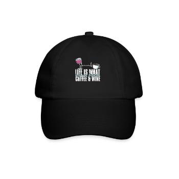 Kaffee Cafe Witzig Kaffee Wein - Baseballkappe - Schwarz/Schwarz - Vorne
