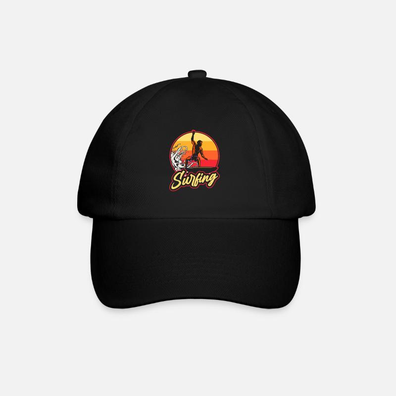 Surfer Surfen Cool Retro Surfer Vintage Surf - Baseballkappe - Schwarz/Schwarz