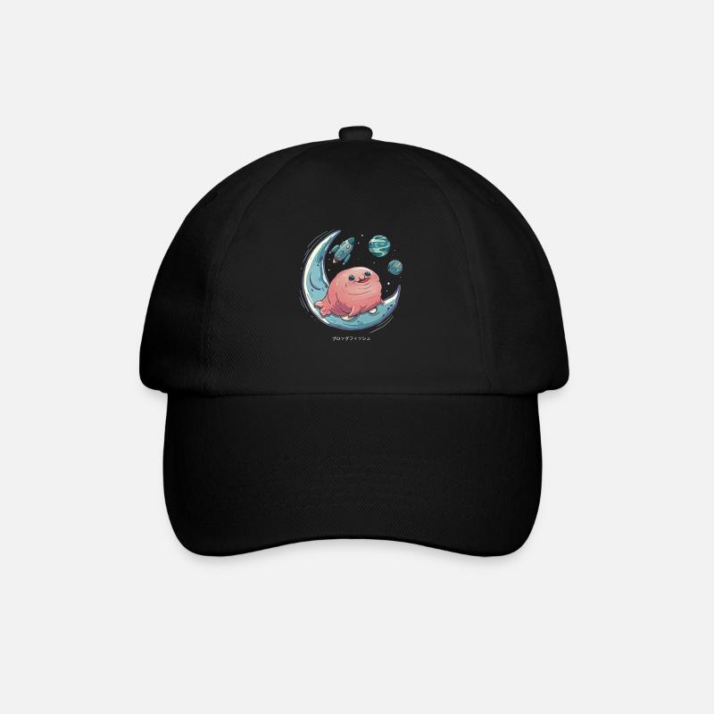 Kawaii Blobfish Weltraumplaneten - Baseballkappe - Schwarz/Schwarz
