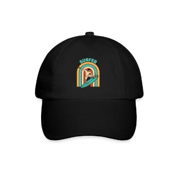Surfer Surfen Cool Retro Surfer Vintage Surf - Baseballkappe - Schwarz/Schwarz - Vorne