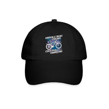 Coole Oma fährt Fahrrad lustiger Omaspruch - Baseballkappe - Schwarz/Schwarz - Vorne