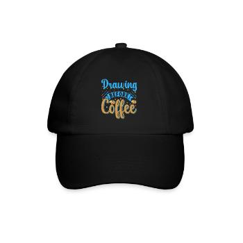 Cool Artist Drawing Before Coffee Painter Gift - Baseball Cap - black/black - Front