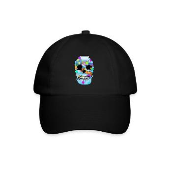 Frutiger Aero Aesthetic Tech Skull Computer Fishes - Baseballkappe - Schwarz/Schwarz - Vorne