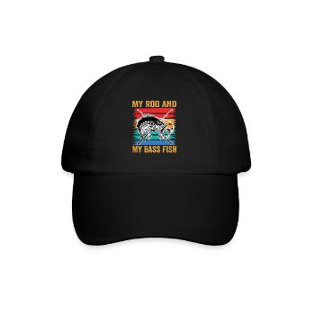 Meine Rute und mein Barschfisch - Baseballkappe - Schwarz/Schwarz - Vorne
