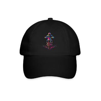 Dirt Bike Motocross Dirt Biking Biker Pop Art - Baseball Cap - black/black - Front