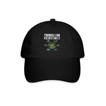 Dinge, die ich in meiner Freizeit mache: Bassfischen - Baseballkappe - Schwarz/Schwarz - Vorne