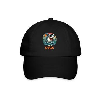 Father Father's Day Shark Daddy Shark Sea Holiday Funny - Baseball Cap - black/black - Front