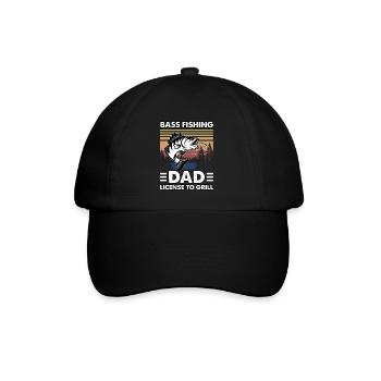 Bass Fishing Dad - Lizenz zum Grillen - Baseballkappe - Schwarz/Schwarz - Vorne