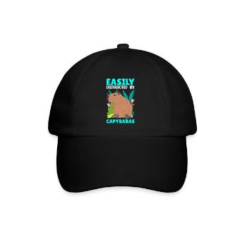 Capybara Capy - Baseballkappe - Schwarz/Schwarz - Vorne