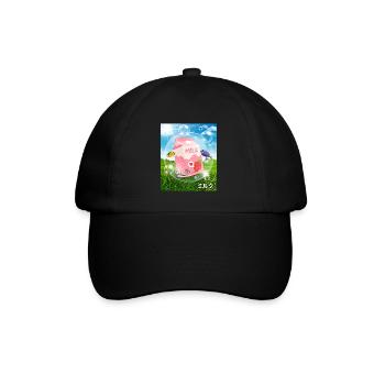 Frutiger Aero Aesthetic Tech Kawaii-Erdbeer-Milchf - Baseballkappe - Schwarz/Schwarz - Vorne