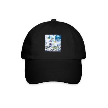 Frutiger Aero Aesthetic Tech Große Welle von Kanag - Baseballkappe - Schwarz/Schwarz - Vorne