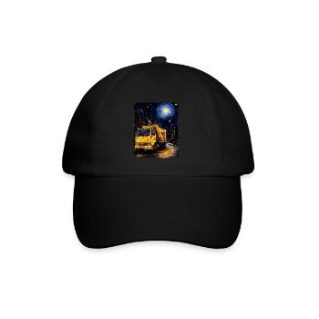 Garbage Trucker Müllwagen Sternennacht Malerei - Baseballkappe - Schwarz/Schwarz - Vorne