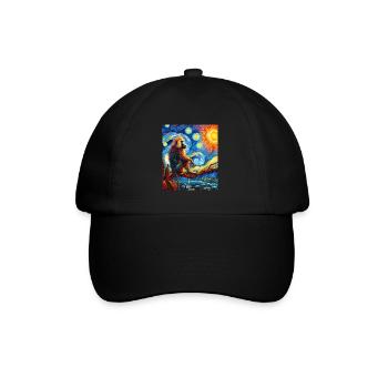 Baboon Monkey Starry Night Painting - Baseball Cap - black/black - Front