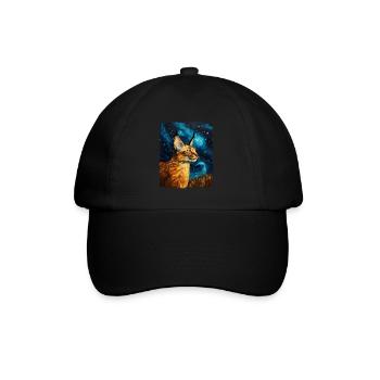 Big Floppa Karakal Chat Meme Peinture Nuit Étoilée - Casquette classique - noir/noir - Devant