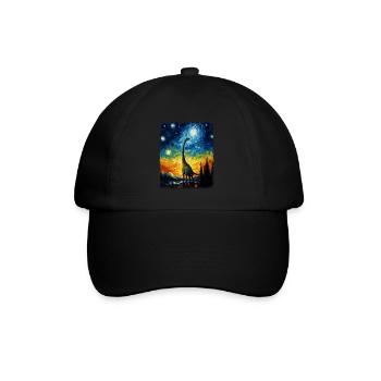 Brachiosaure dinosaure Nuit étoilée Peinture - Casquette classique - noir/noir - Devant