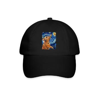 Brussels Griffon Dog Starry Night Painting - Baseball Cap - black/black - Front