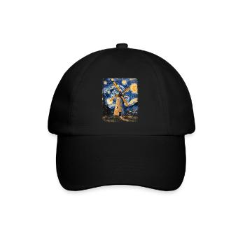 Wind Turbine Wind Turbine Starry Night Painting - Baseball Cap - black/black - Front