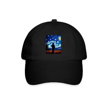 Pigeon Hunter Pigeon Hunting Starry Night Painting - Baseball Cap - black/black - Front