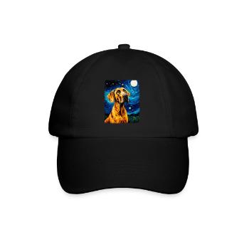 Great Dane Dog Starry Night Painting - Baseball Cap - black/black - Front
