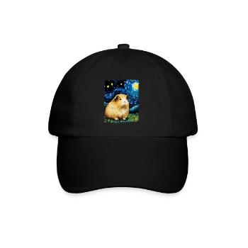 Guinea Pig Pet Starry Night Painting - Baseball Cap - black/black - Front