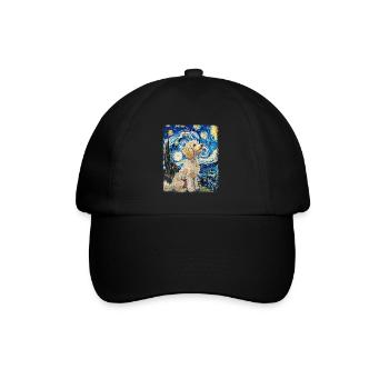 Caniche chien Nuit étoilée Peinture - Casquette classique - noir/noir - Devant