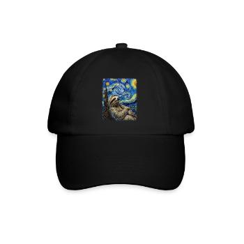 Sloth Lazy Starry Night Painting - Baseball Cap - black/black - Front