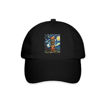 Tiki Luau Hawaiian Hawaiian Tiki Mask Starry Night - Baseball Cap - black/black - Front