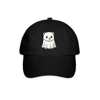 Eisbär Halloween Comic Geist - Baseballkappe - Schwarz/Schwarz - Vorne