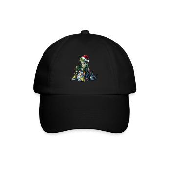 Frosch auf Felsen sitzend Cottagecore Goblincore - Baseballkappe - Schwarz/Schwarz - Vorne